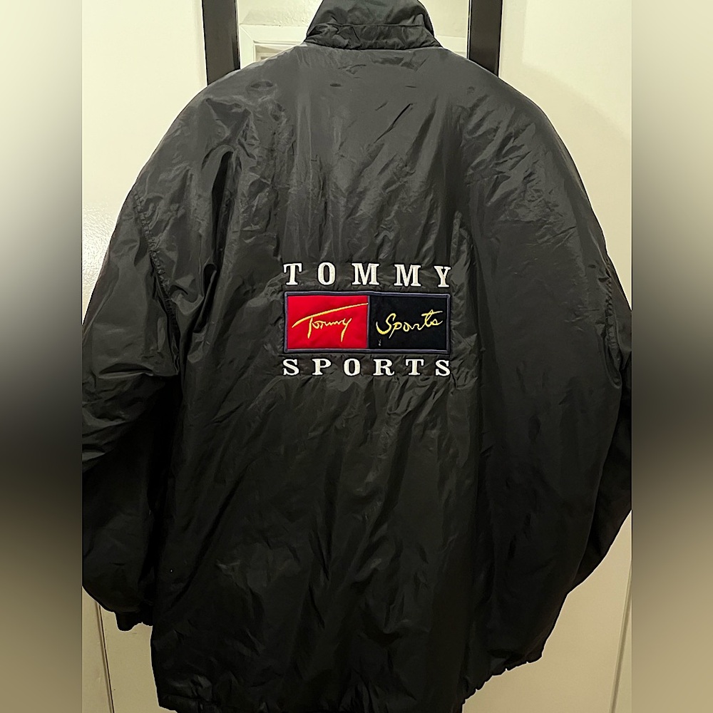 Vintage Dream Station Tommy Sports Sherpa-Lined Jacket Black Nylon Men’s Large